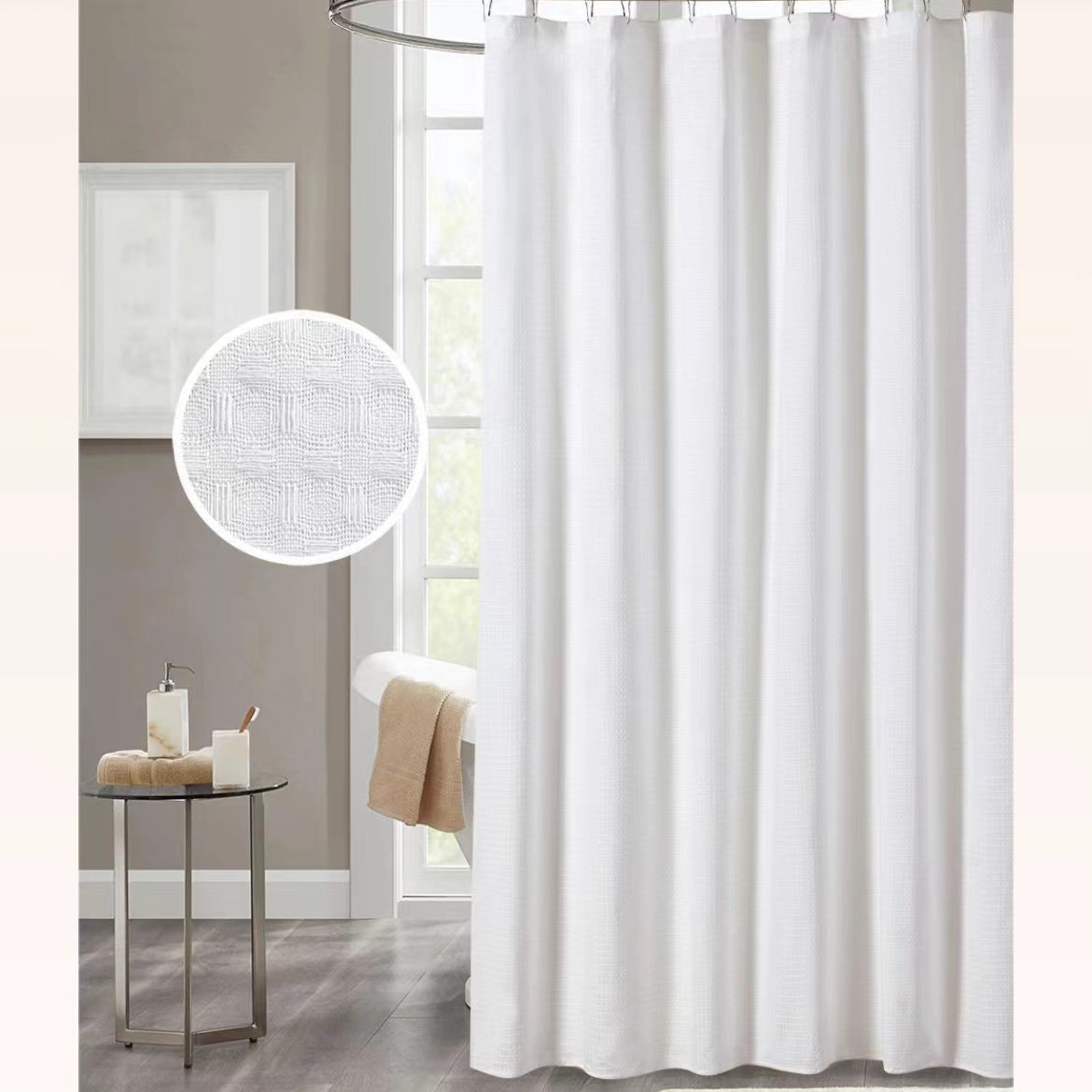 Machine Washable Water Repellent Shower Curtain for Bathroom
