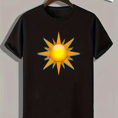 Sun Pattern Print Men's Sports T-shirt Graphic Tee For Fitness Activities