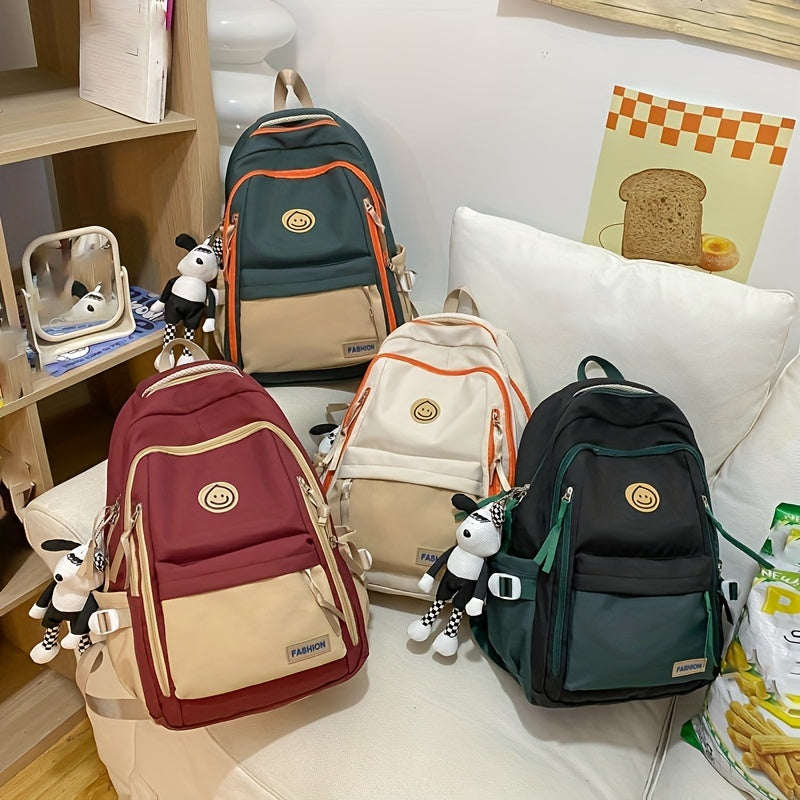 Large Capacity Schoolbag For High School Students With Bag Charm