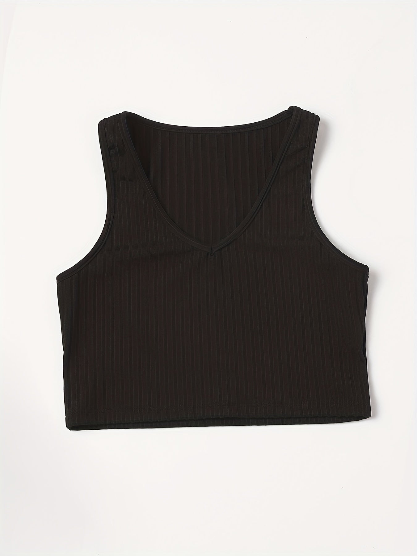 Ribbed Crop Tank Top V Neck Slim Fit Sleeveless Top Women's Lingerie