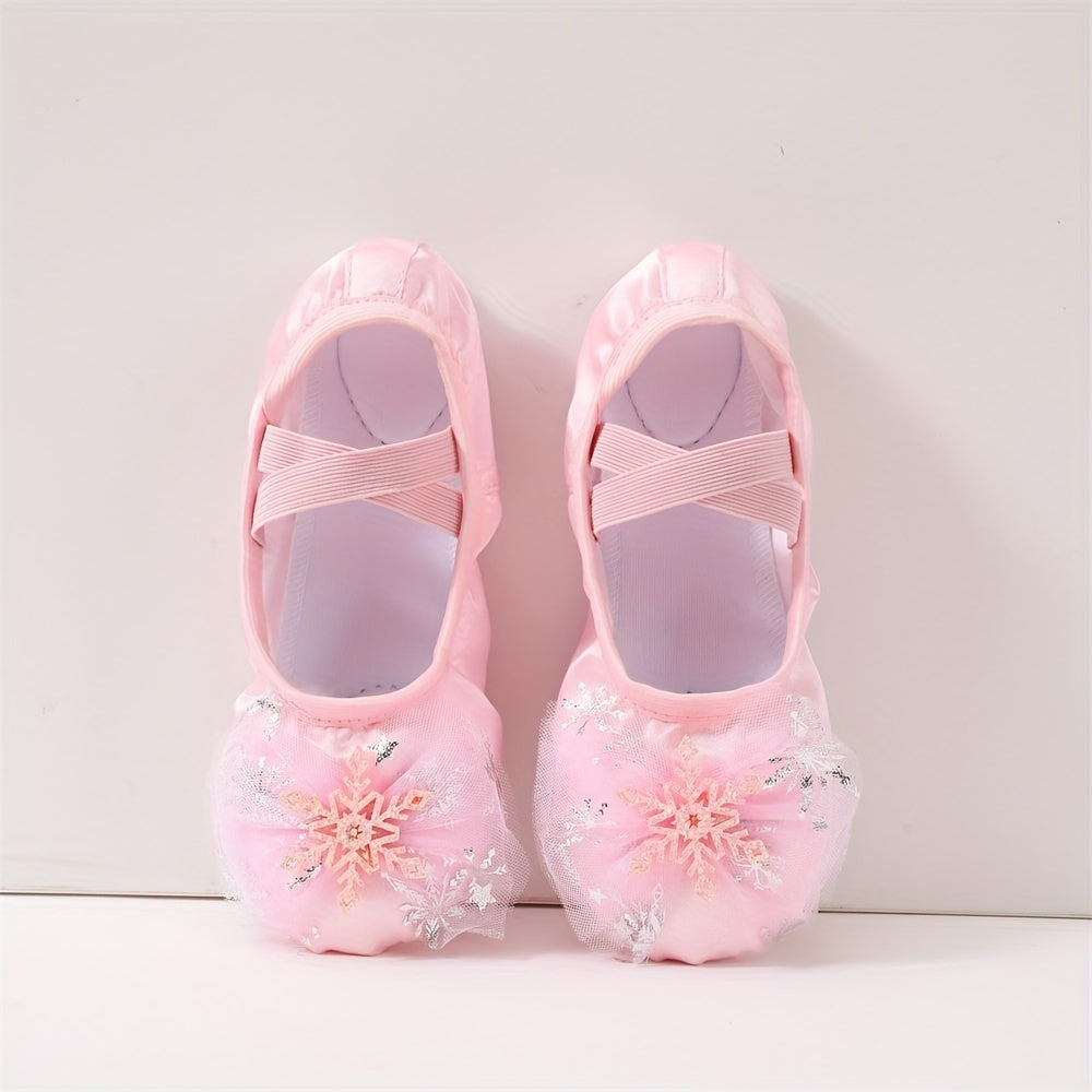 Soft Bottom Ballet Dancing Shoes for Girls with Snow Flask Decor