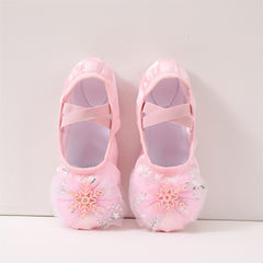 Soft Bottom Ballet Dancing Shoes for Girls with Snow Flask Decor