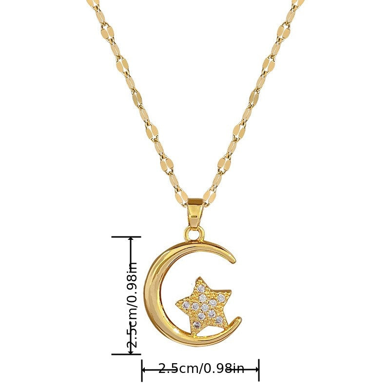 Star Moon Wedding Necklace Titanium Steel Chain