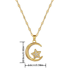 Star Moon Wedding Necklace Titanium Steel Chain