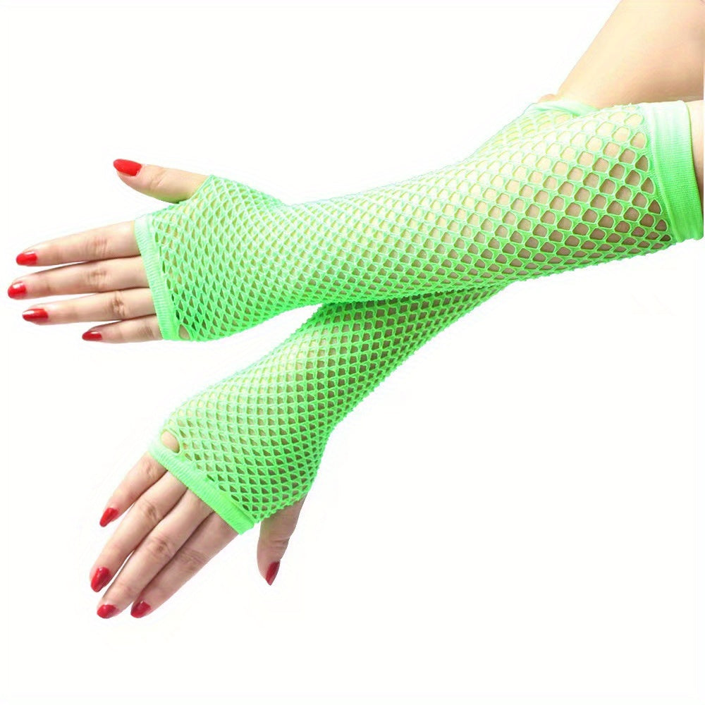 Unisex Fishnet Gloves Sexy Long Punk Half Finger Gloves