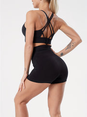 High Rise Seamless Fitness Shorts Solid Stretchy Biker Shorts