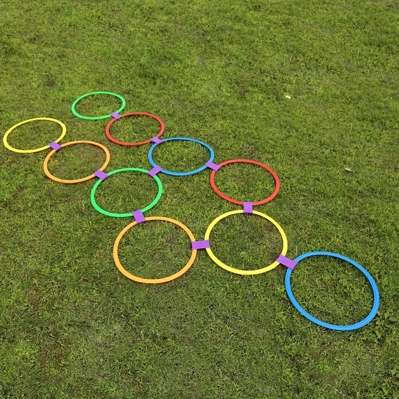 Hopscotch Ring Set 10 Hoops 10 Connectors Agility Circles for Trainers