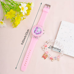 Purple LED Light Watch & Beaded Bracelet Set for Kids