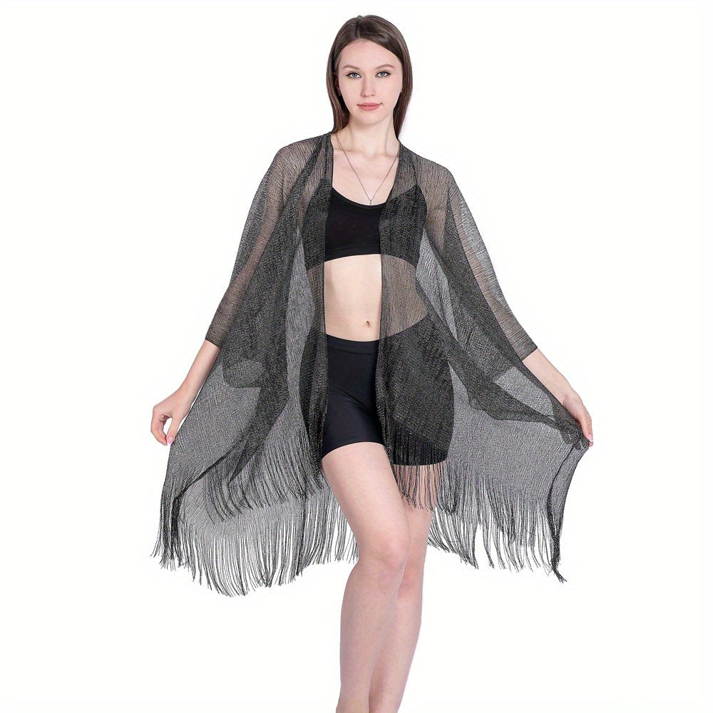 Bright Tassel Cape Thin Shawl for Women