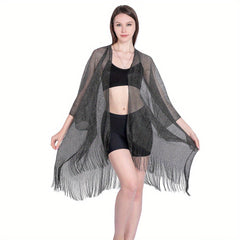 Bright Tassel Cape Thin Shawl for Women
