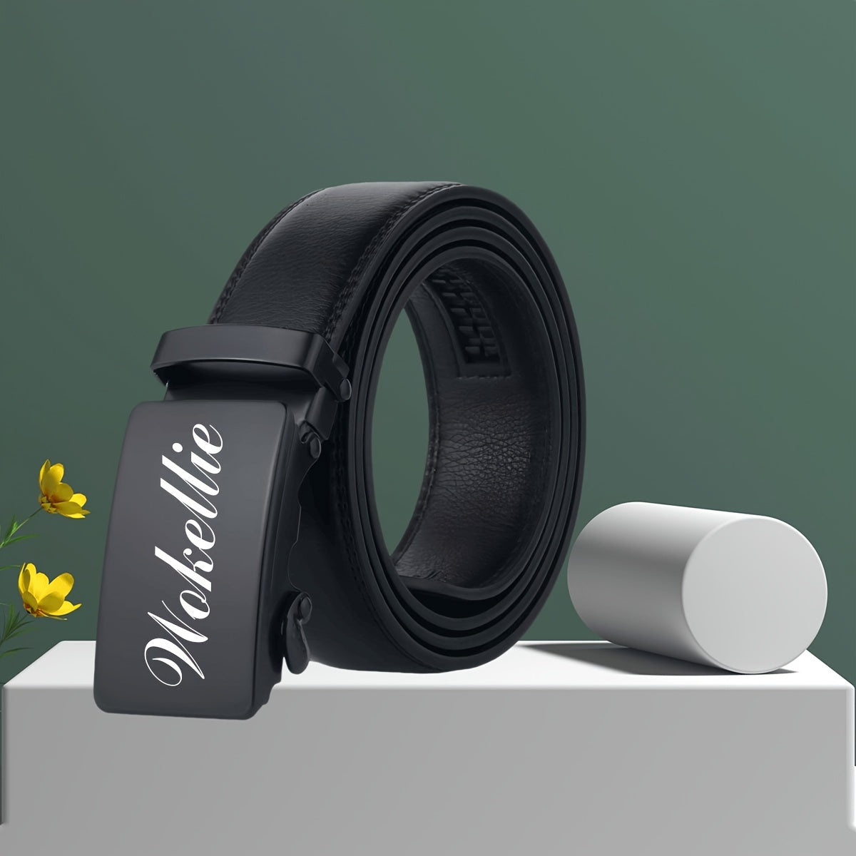 Personalized Men's Faux Leather Belt with Automatic Buckle