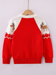 Kids Christmas Reindeer Sweater Long Sleeve Pullover