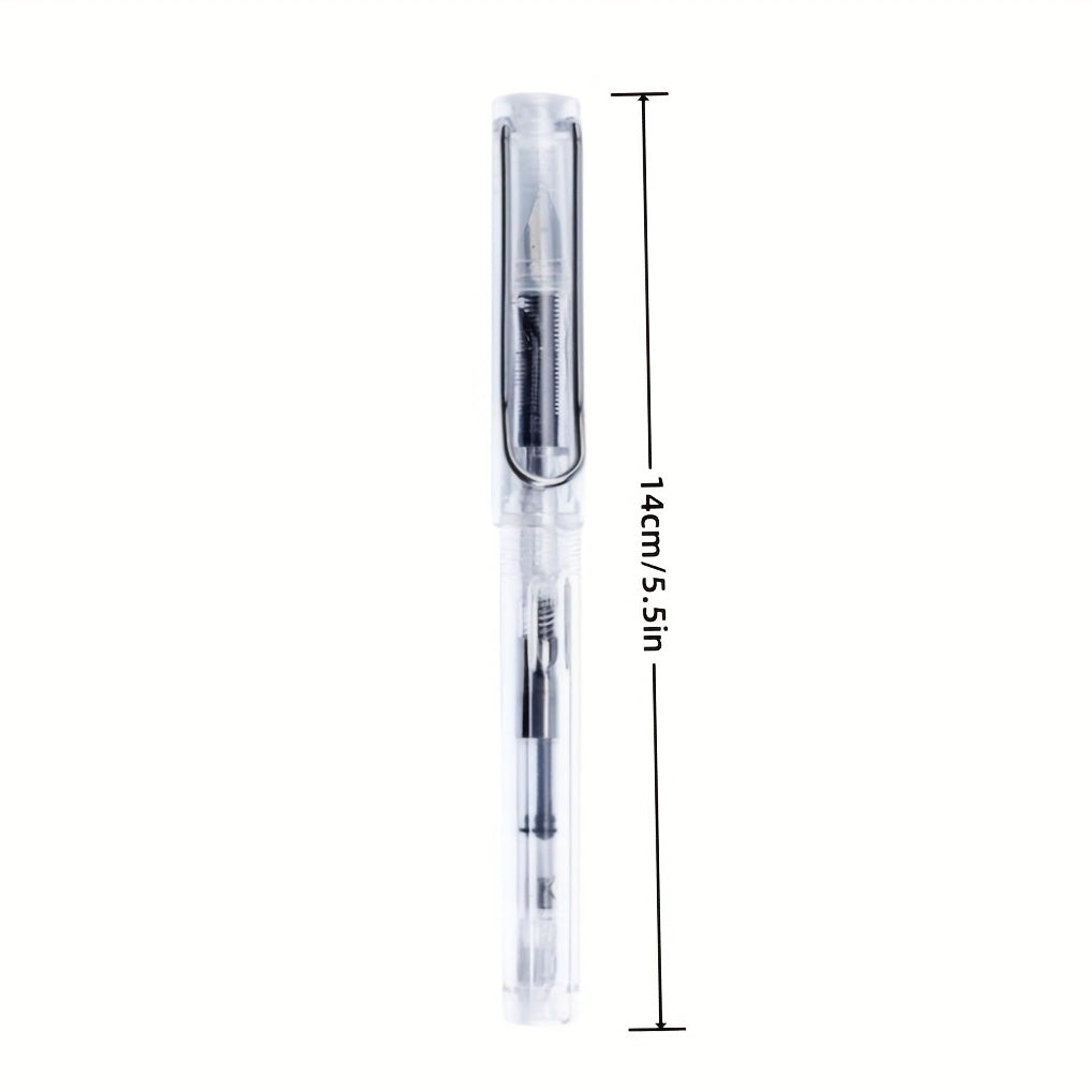 38mm Transparent Fountain Pen Set for Calligraphy - Ink Cartridges Included