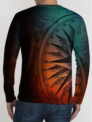 Digital Pattern Print Men's Long Sleeve Tee & Casual Sweatpants Set