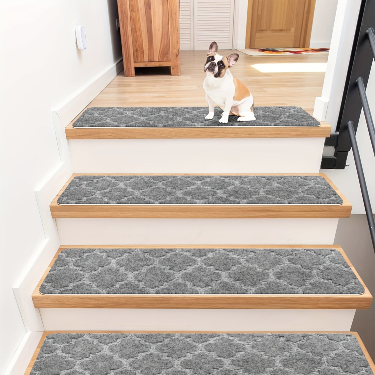 Non Slip Stair Treads Indoor Adhesive Backing Step Covers for Wood Stairs