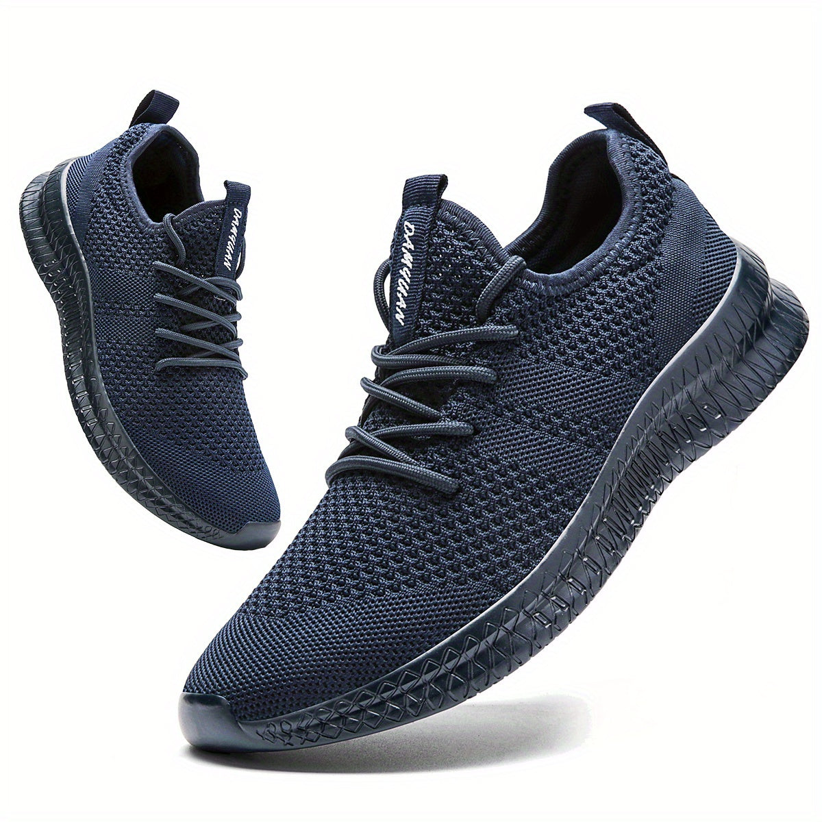 Men's Breathable Knit Lace Up Sneakers - Casual Outdoor Running Shoes