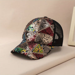 Sequin Sparkly Mesh Trucker Hat Adjustable Baseball Cap Plaid Dad Hats For Women