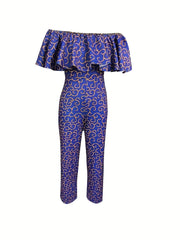 Off Shoulder Ruffle Trim Jumpsuit for Women