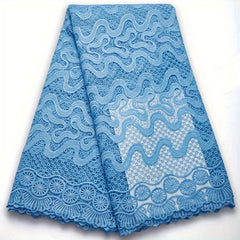 1pc African Lace Fabric French Mesh Milk Silk Tulle Sequins Fabric 4.57m