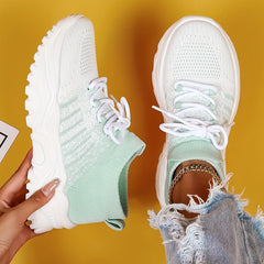 Soft Thick Bottom Shock Absorption Woven Shoes