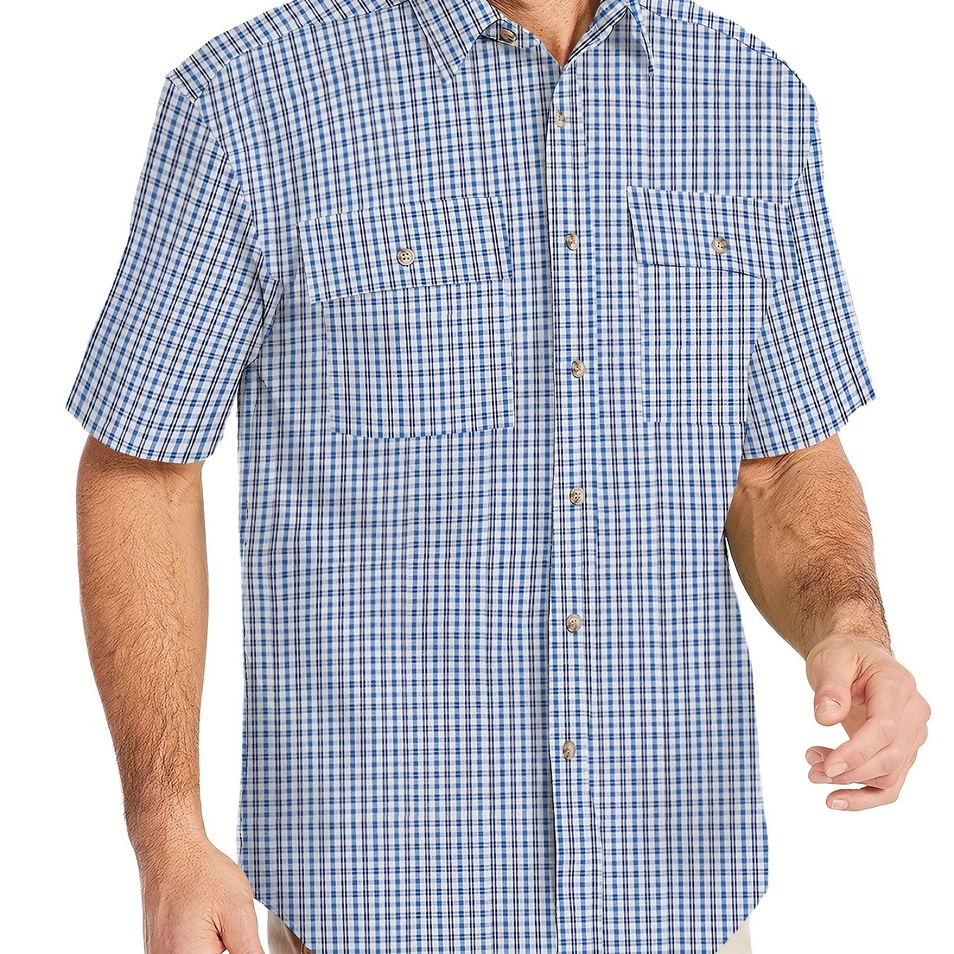 Plaid Print Short Sleeve Shirt Men s Casual Summer Top