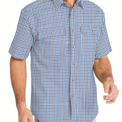 Plaid Print Short Sleeve Shirt Men s Casual Summer Top