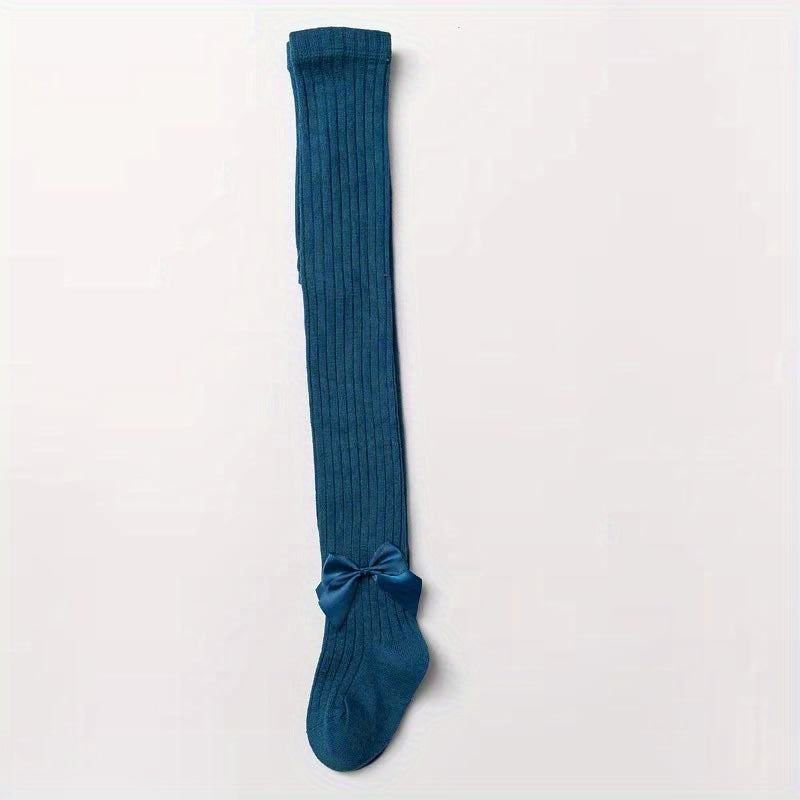 Baby Girls Kids Thin Fleece Knitted Pantyhose Bowknot Leggings