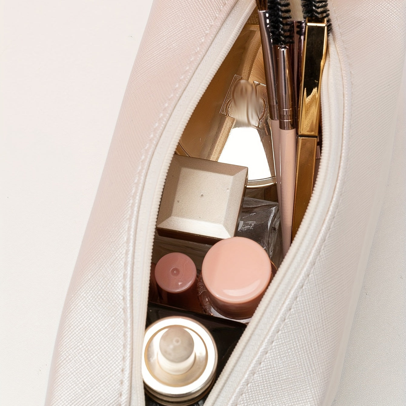 Square Makeup Bag with Zipper for Travel and Organization