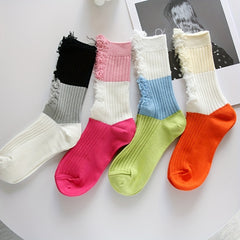 Colorblock Socks Comfortable Breathable Women's Stockings