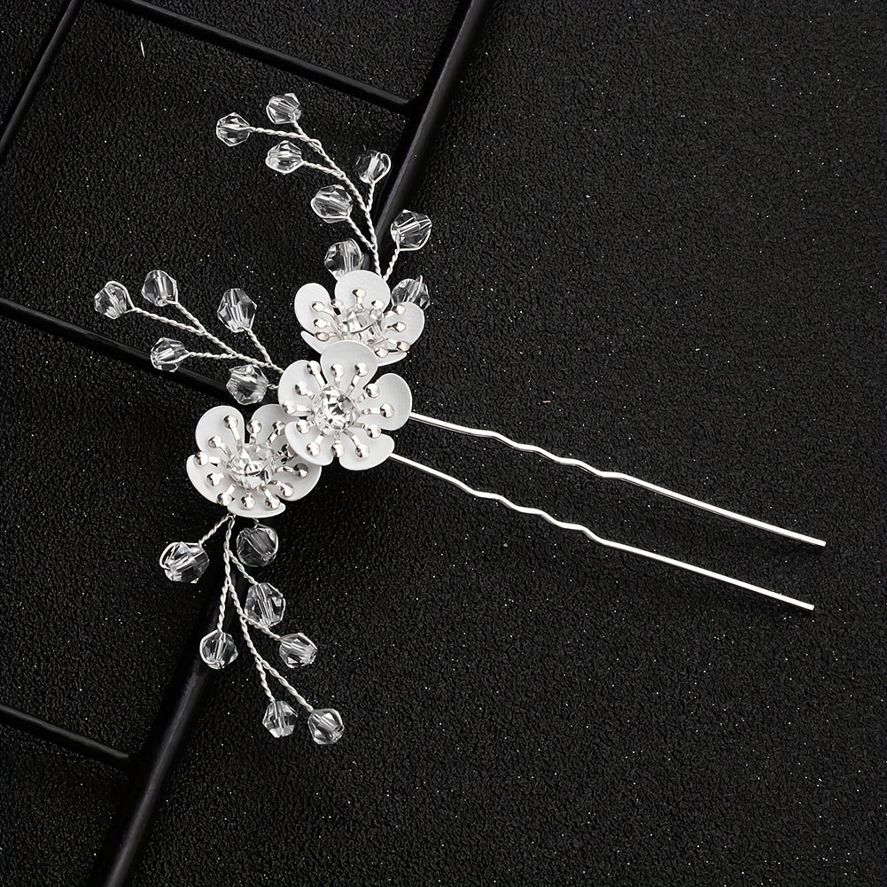 Crystal Flower Beaded Hairpin Bridal Wedding Party Favor Decorations
