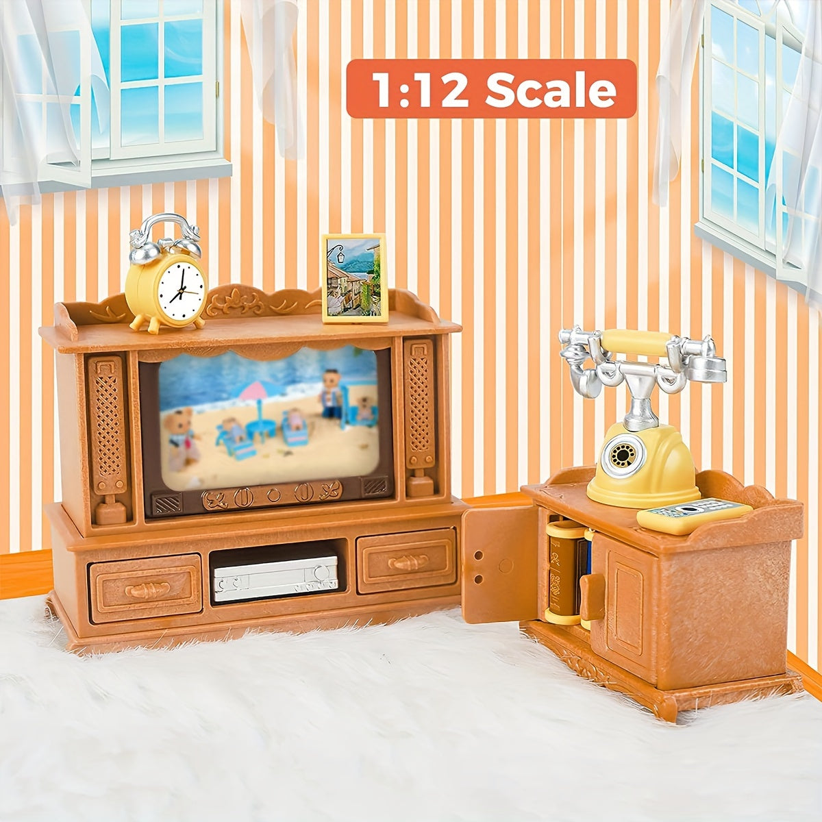 26pcs Dollhouse Furniture 1 12 Doll House Furniture Table Chair TV Cabinet Set