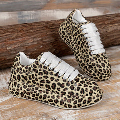 Leopard Print Sneakers Lace Up Sport Shoes Low Top Comfortable