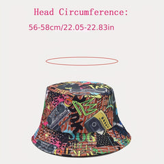 Retro Full Print Double Sided Fisherman Hat Outdoor Sun Protection Hat
