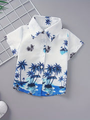 Coconut Tree Print Boys Summer Beach Shirt