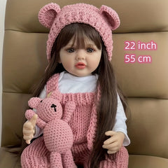 22 Inch Reborn Doll Baby Soft Rubber Princess Girl Toy Bathable