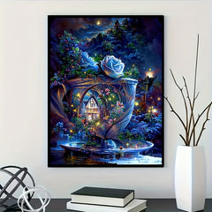 5D Diamond Painting Set Tea Cup House for Beginners Adults Living Room Decor