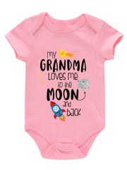 Newborn Infant Short Sleeve Romper My Gramdma Print Bodysuit Onesies