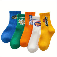 Boys Street Style Sports Socks - Set of 5 Pairs