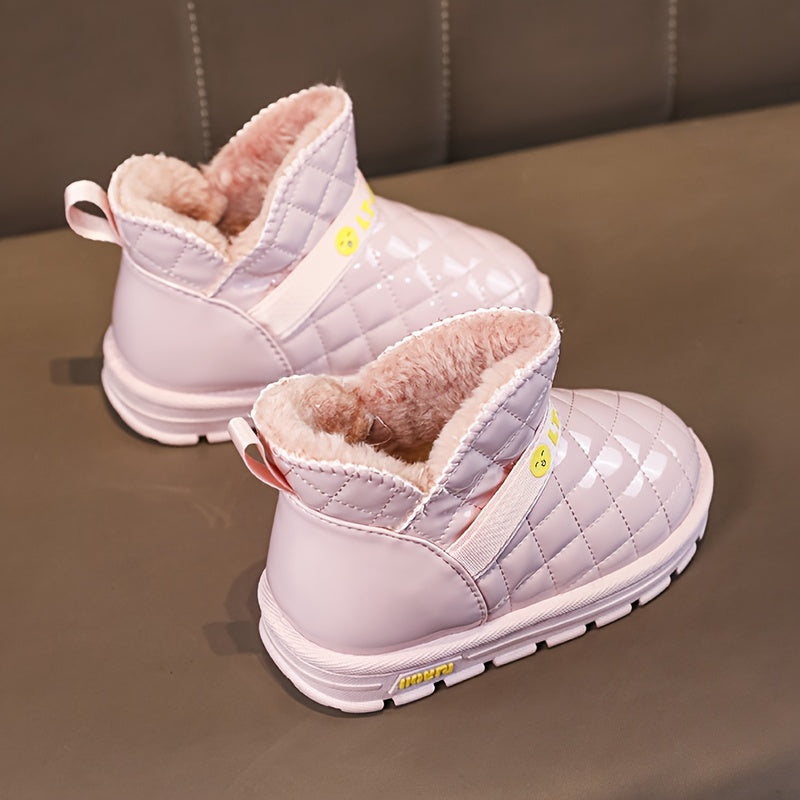 Warm Girls Snow Boots Soft Plus Fleece Outdoor Winter Hiking