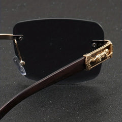 Leopard Head Diamond Cut Edge Sunglasses Retro Street Style