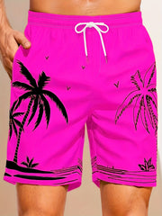 Mesh Lining Palm Tree Swim Trunks 2 Pockets Men's Swimwear