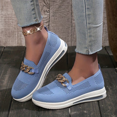 Women's Chain Decor Platform Sneakers Slip On Outdoor Shoes