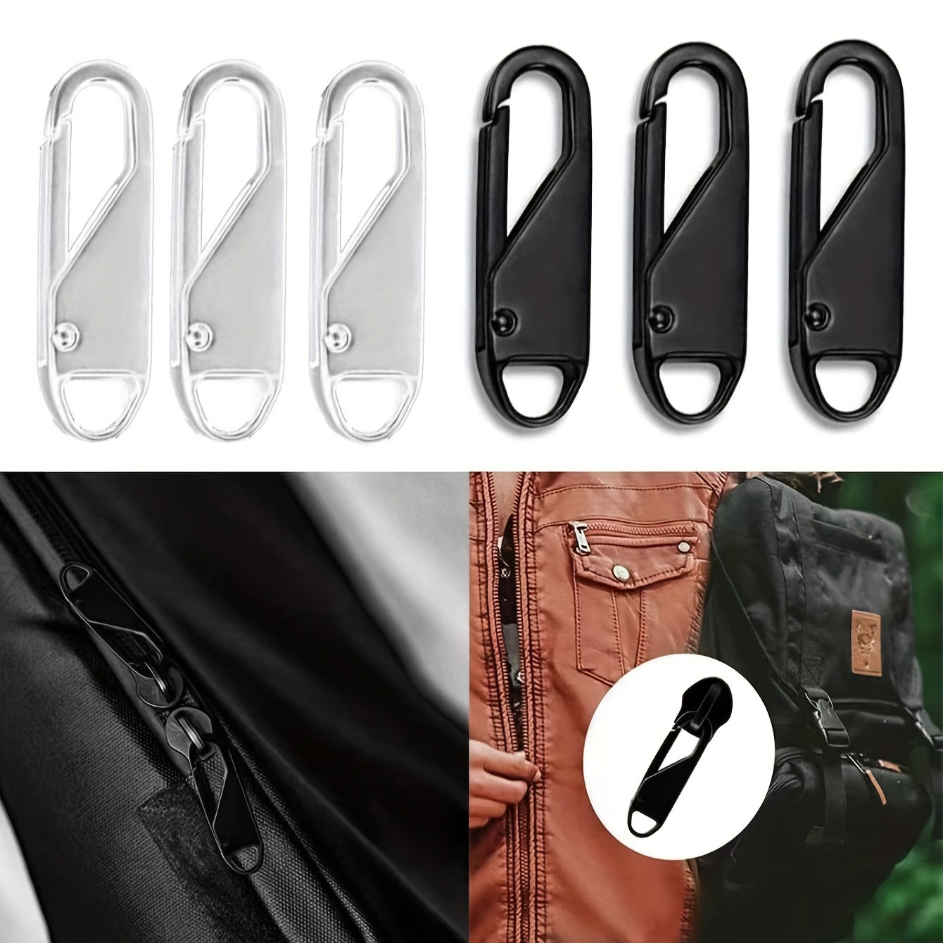 4pcs Zipper Slider Instant Repair Tool Replacement Travel Bag Zipper Head
