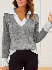 Colorblock Jacquard Sweater Long Sleeve Jumper