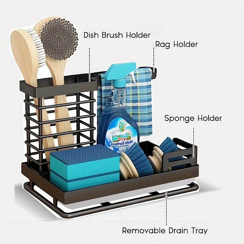 Metal Sink Caddy Kitchen Organizer with Drain Tray