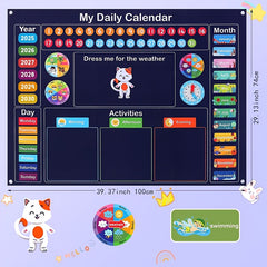 Kids Daily Calendar Learning Center with Felt Board