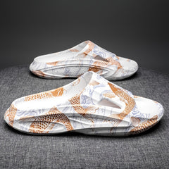 Men's Fish Print Cloud Slides Slippers Lightweight Non Slip Shoes