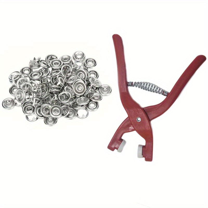 Button Installation Kit: 100 Buttons, 1 Pliers Tool