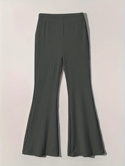 Girls Ribbed Knit Flare Leg Pants High Waist Kids Spring Summer Clothes