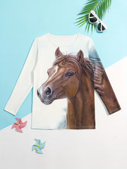 Girls Casual Pony Graphic Crew Neck Long Sleeve T shirt Spring Fall Gift